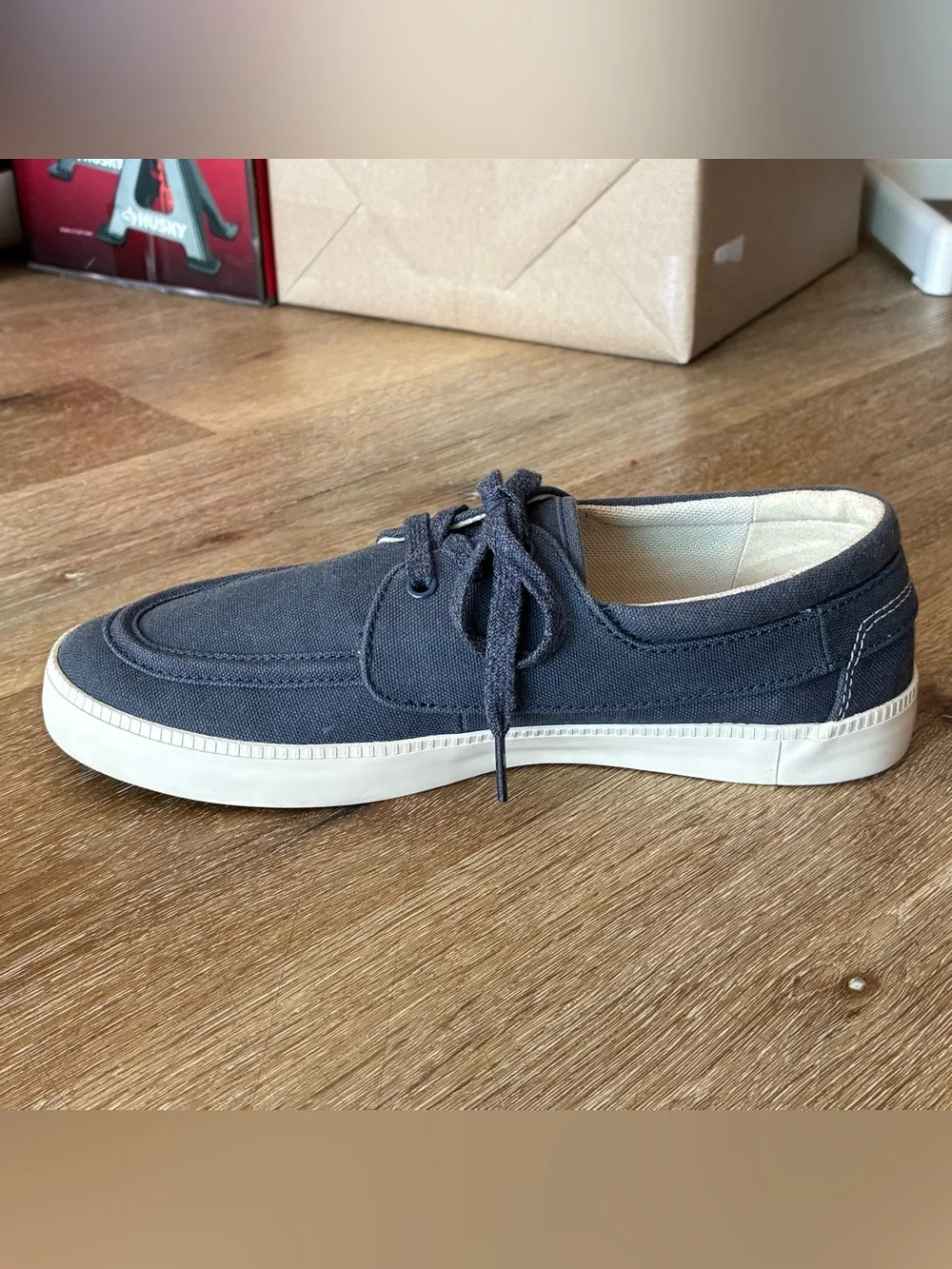 Timberland Newport Bay Navy Blue Canvas Boat Shoes Mens Shoes Size US 7.5 EU 41